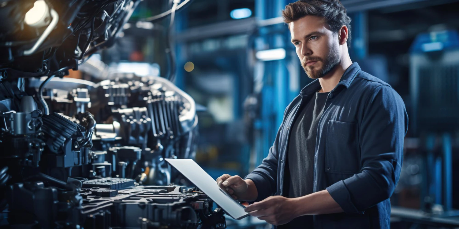 confident worker demonstrates his expertise as he skillfully operates advanced machinery modern automotive manufacturing environment ensuring efficient production generative ai